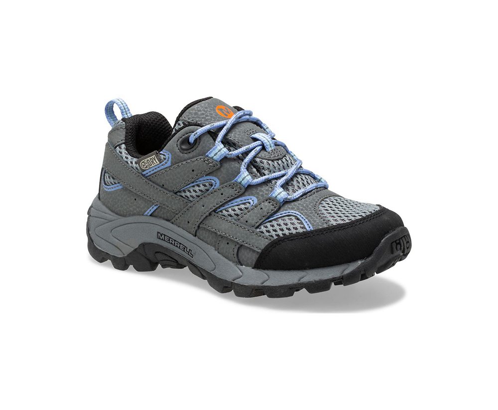 Buty Trekkingowe Merrell Dziecięce Szare - Moab 2 Niskie Lace Waterproof Sneaker - 850421-AHX